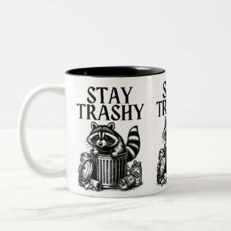 Stay Trashy Racoon Two-Tone Coffee Mug