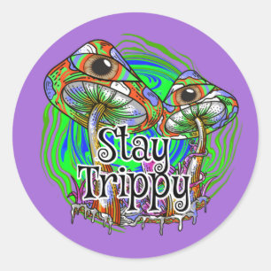 Stay Trippy Psychedelic Mushroom Eye Classic Round Sticker