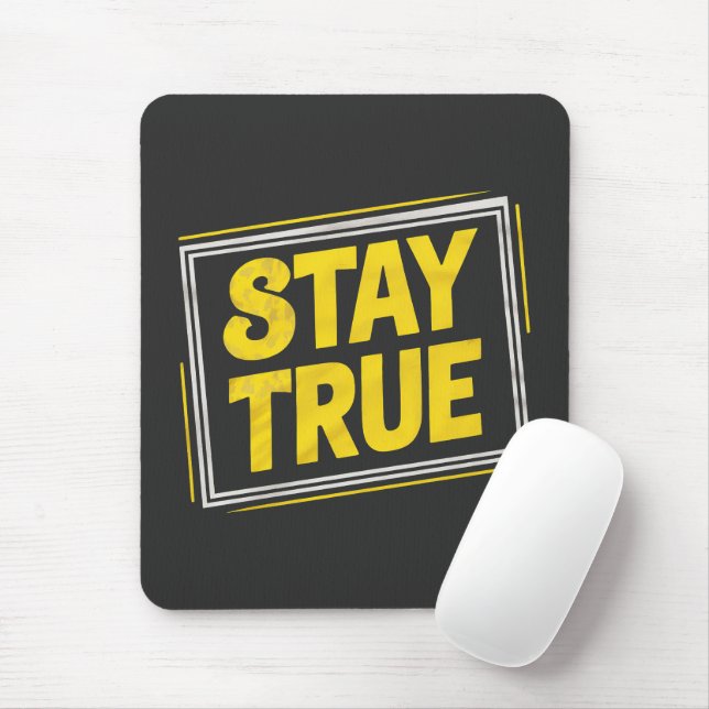 Stay True - Motivation Yellow vibrating Mouse Pad (With Mouse)