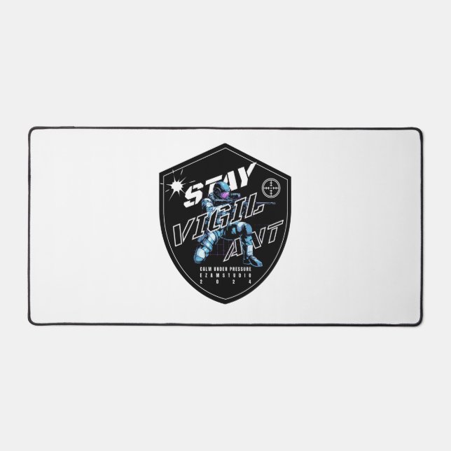 "Stay Vigilant - Bold Motivational Design" Desk Mat (Front)