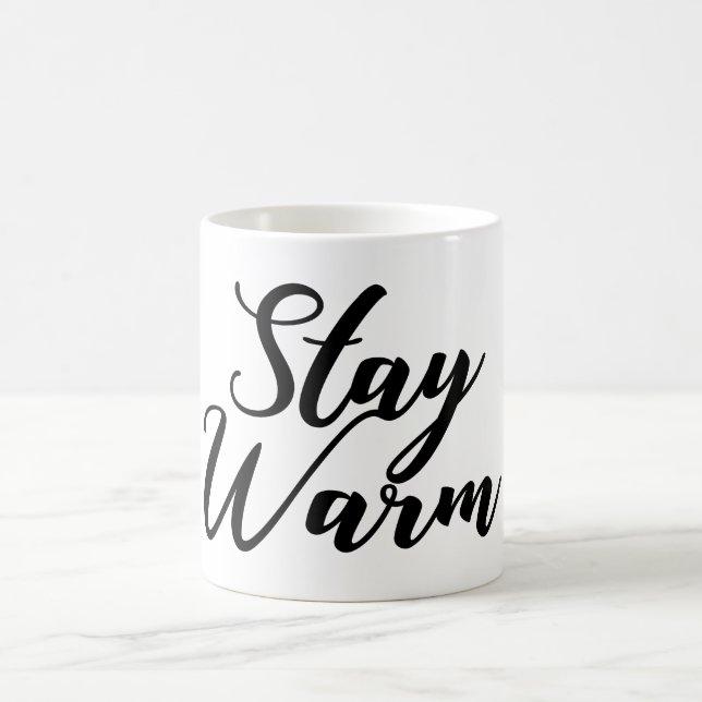 Stay warm words typography coffee mug (Center)