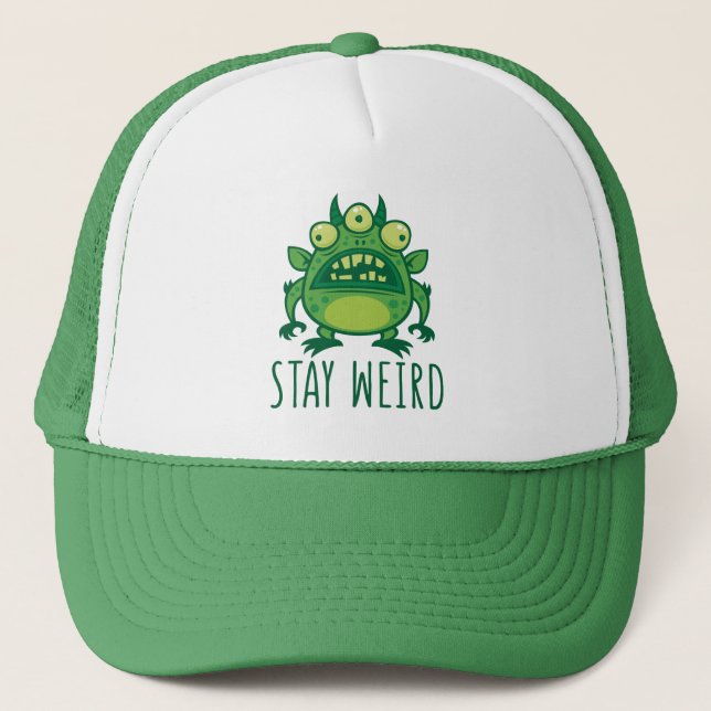 Stay Weird Alien Monster Trucker Hat (Front)