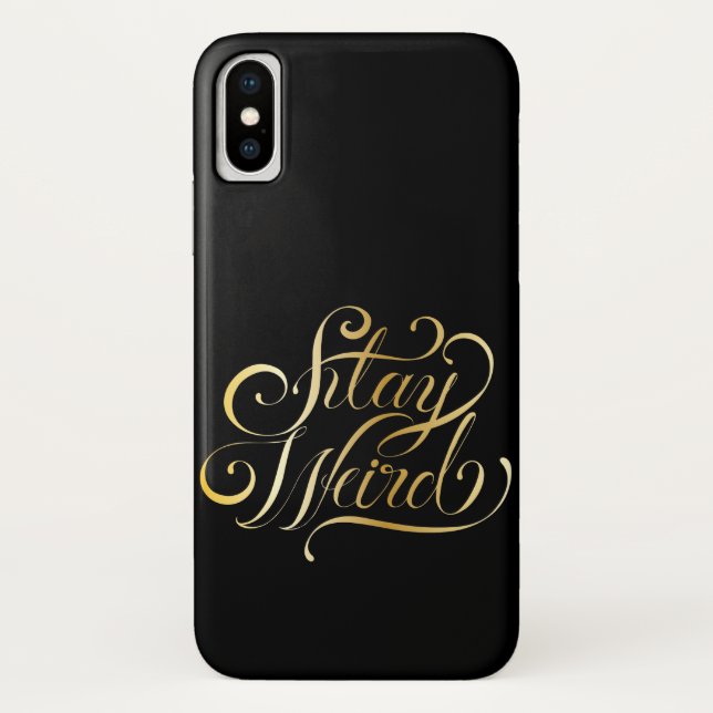 Stay weird black gold sleek cool Case-Mate iPhone case (Back)