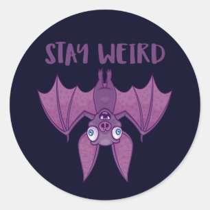 Stay Weird Cartoon Bat Classic Round Sticker