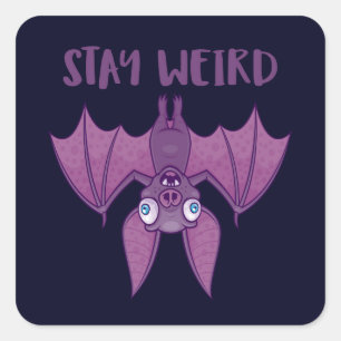 Stay Weird Cartoon Bat Square Sticker