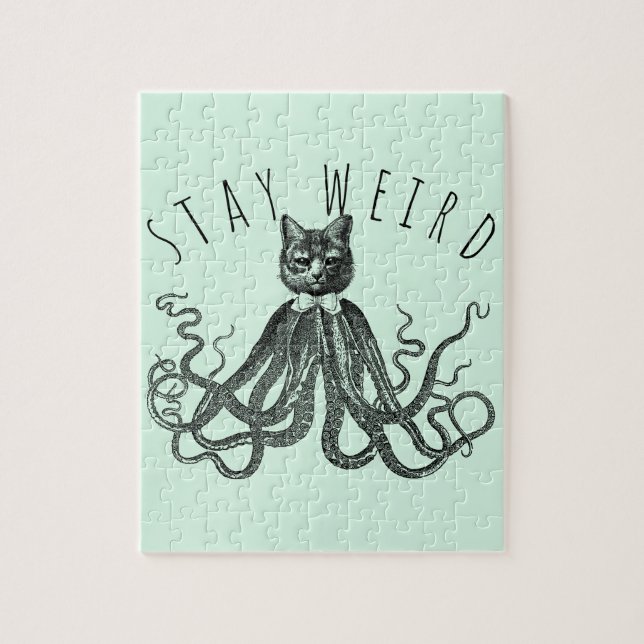 Stay Weird Catopus Cat and Octopus Mashup Jigsaw Puzzle (Vertical)