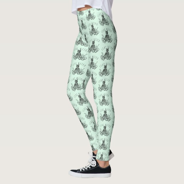 Stay Weird Catopus Cat and Octopus Mashup Leggings (Left)