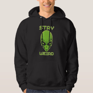 Stay Weird Colourful Alien Head UFO Human Festival Hoodie
