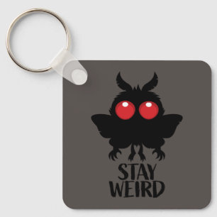Stay Weird Creepy Cute Mothman Cryptid Key Ring