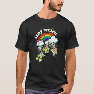Stay Weird! Cute Frogs Guitar Banjo & Rainbow Musi T-Shirt