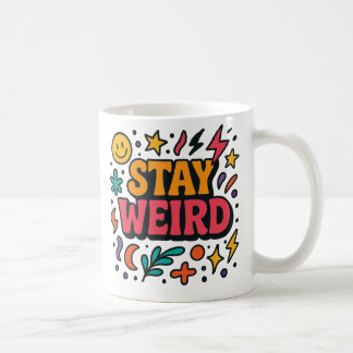 Stay Weird Funky Retro Doodle Mug 