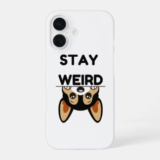 Stay Weird Funny Boston Terrier Cartoon Dog iPhone 16 Case