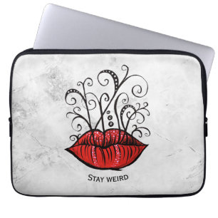 Stay Weird Gothic Lips Tattoo Oddity Laptop Sleeve