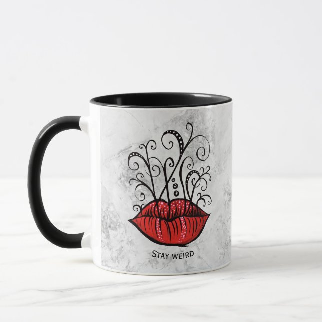 Stay Weird Gothic Lips Tattoo Oddity Mug (Left)