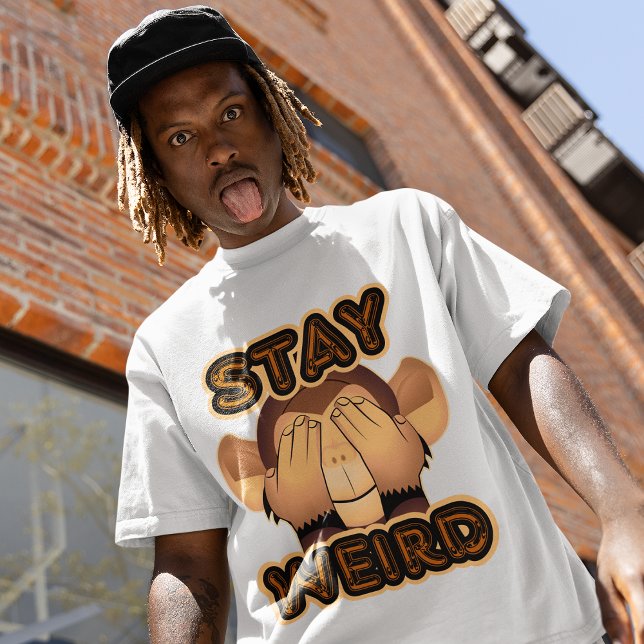 Stay Weird Hilarious Monkey Comedy Men's T-shirt (Creator Uploaded)