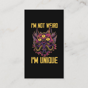Stay Weird I'm Unique Kawaii Kitty Cat Monster Business Card
