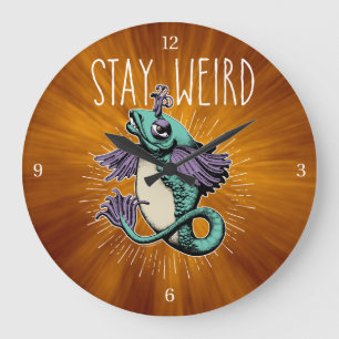Stay Weird Large Clock
