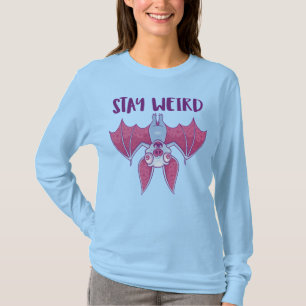 Stay Weird Quirky Albino Vampire Bat Cartoon T-Shirt