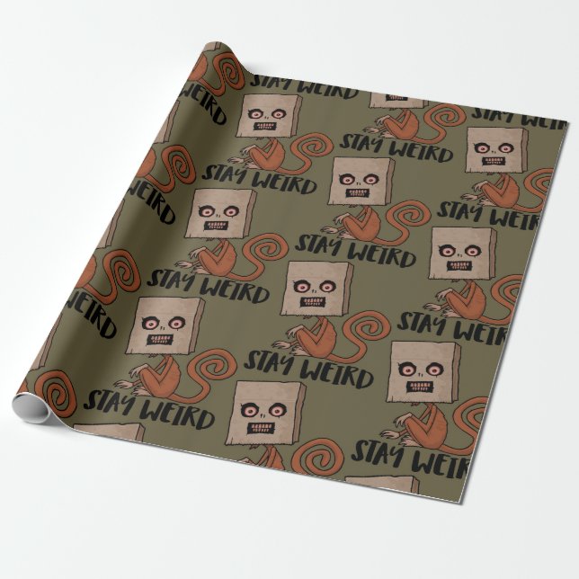 Stay Weird Sack Monkey Wrapping Paper (Unrolled)