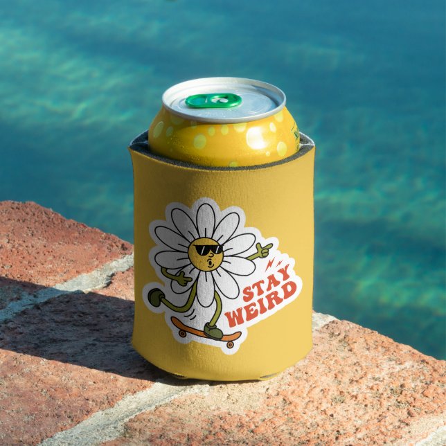 Stay Weird Skateboarding Daisy Can Cooler (In Situ Pool)