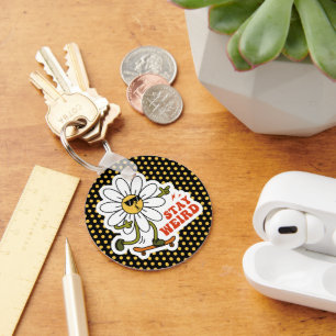 Stay Weird Skateboarding Daisy Key Ring