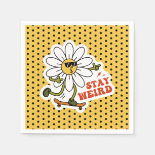 Stay Weird Skateboarding Daisy Napkin