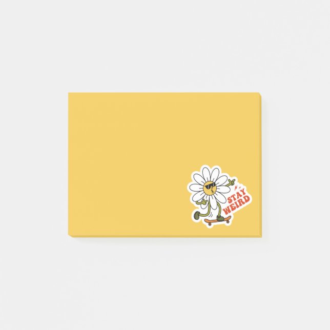 Stay Weird Skateboarding Daisy Post-it Notes (Front)