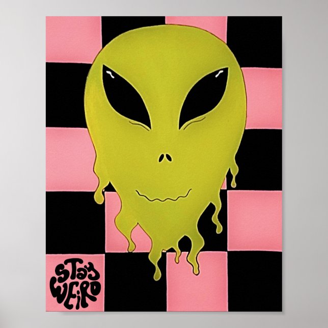 Stay Weird Trippy Alien Wall Art (Front)
