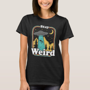 Stay Weird Ufo Abduction 70s 80s Retro Alien T-Shirt