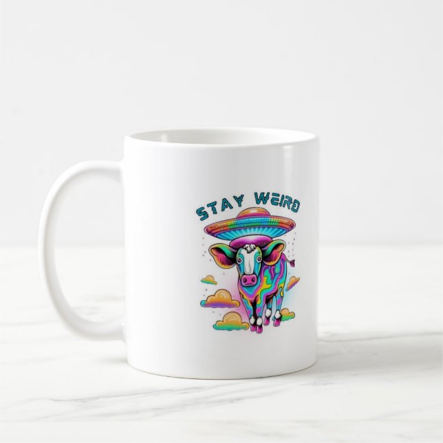 "Stay Weird" UFO Cow Mug (Left)