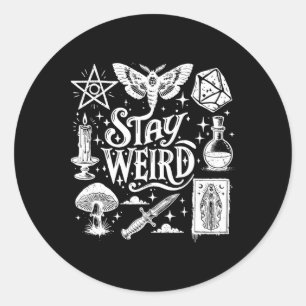 Stay Weird Witchy Vibes Witch Spooky Season Happy Classic Round Sticker