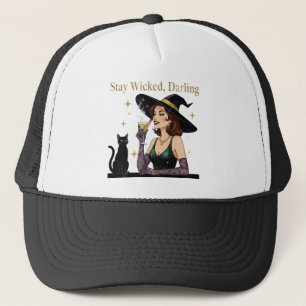 Stay Wicked Darling Retro Witch Trucker Hat