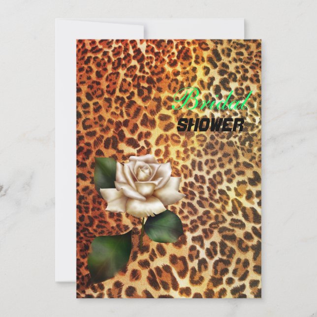 Stay Wild Animal print leopard white rose Invitation (Front)
