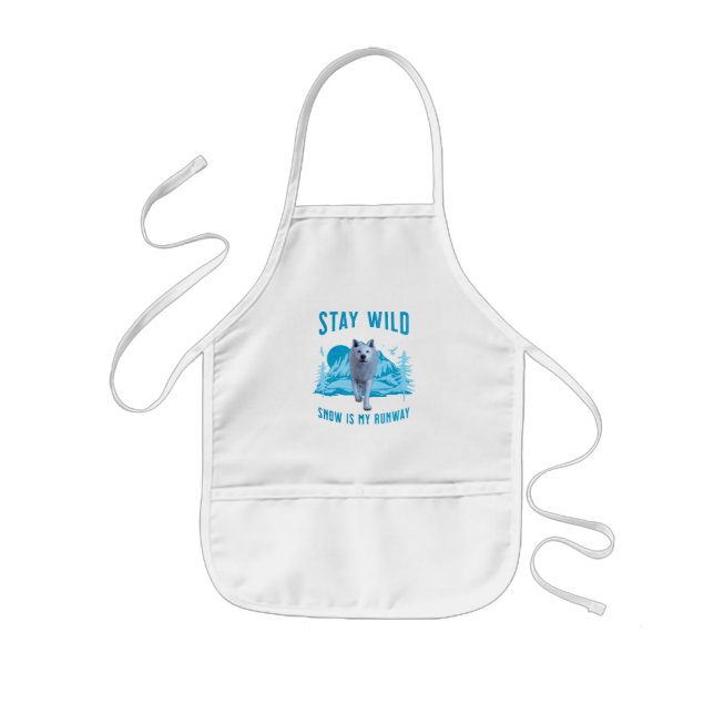 Stay Wild Arctic Wolf Kids Apron (Front)