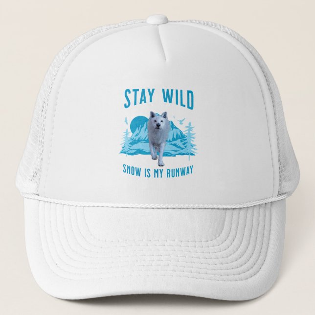 Stay Wild Arctic Wolf Trucker Hat (Front)