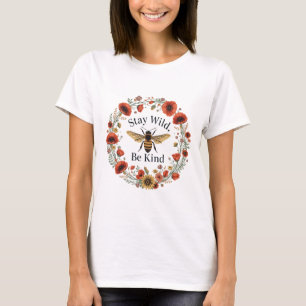 Stay Wild Be Kind Retro Floral Wreath Shirt