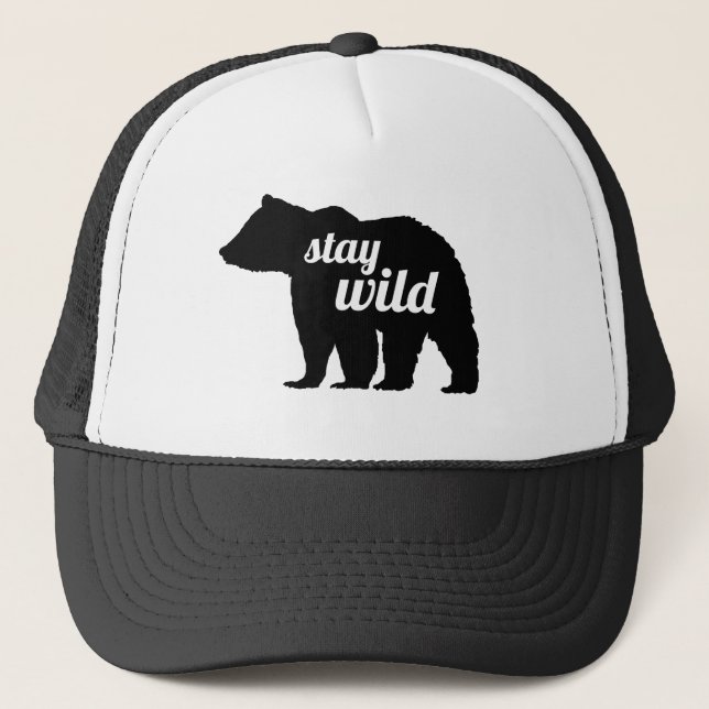 Stay Wild Bear Silhouette Trucker Hat (Front)