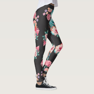 Stay Wild Bloom and Grow Pink Floral Motivational Leggings