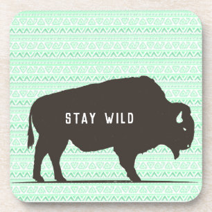 Stay Wild Boho Buffalo Customisable Coaster