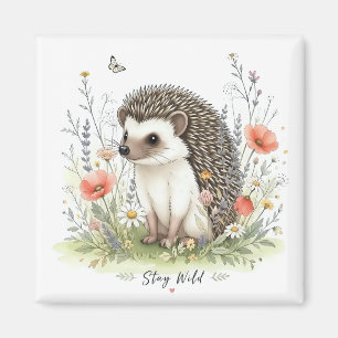 Stay Wild Cute Hedgehog Woodland Magnet