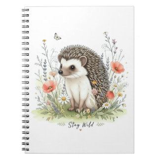 Stay Wild Cute Hedgehog Woodland Notebook