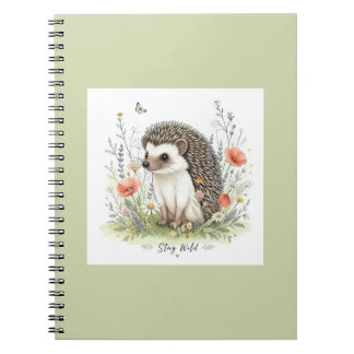 Stay Wild Cute Hedgehog Woodland Notebook