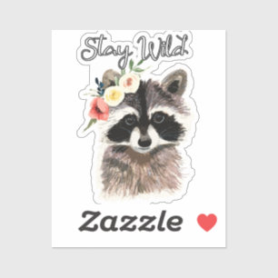 Stay Wild - Cute Racoon Wearing Flower Crown