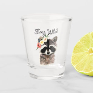 Stay Wild - Cute Racoon Wearing Flower Crown Shot Glass