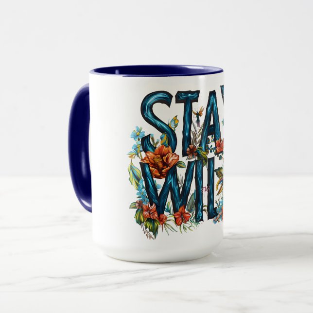 Stay Wild Floral Travel Mug (Front Left)