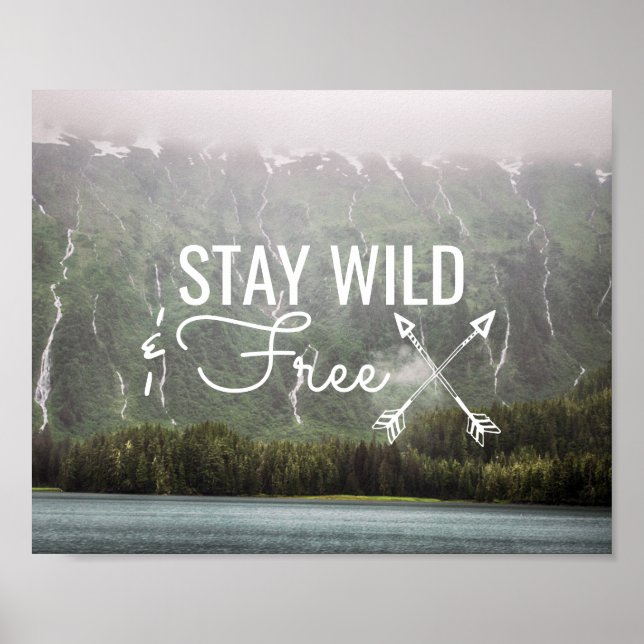 Stay Wild & Free - Waterfalls in Alaska | Poster (Front)