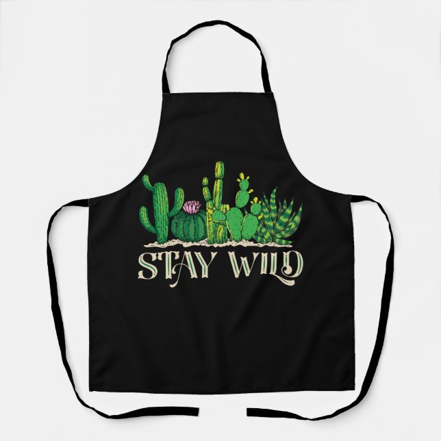 Stay Wild Funny Cactus Apron (Front)