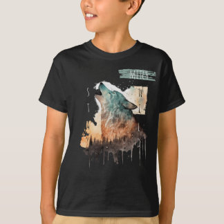 "Stay Wild" Howling Wolf Customisable Boy's T-Shirt