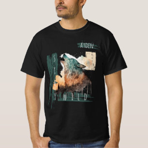 "Stay Wild" Howling Wolf Customisable T-Shirt