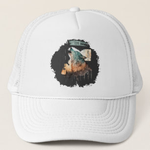 "Stay Wild" Howling Wolf Customisable  Trucker Hat
